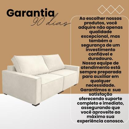Imagem de Sofá 3 Lugares Recepção Moderno 2 Metros Sala Contemporâneo Linho
