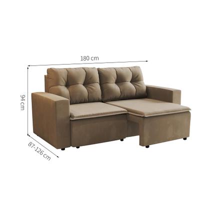 Sofá 3 Lugares Retrátil Amsterdã I Suede Bege 180 cm - Mobly Imagem de Sofá 3 Lugares Retrátil Amsterdã I Suede Bege 180 cm