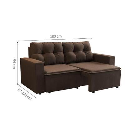 Imagem de Sofá 3 Lugares Retrátil Amsterdã I Suede Marrom 180 cm