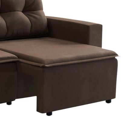 Imagem de Sofá 3 Lugares Retrátil Amsterdã I Suede Marrom 180 cm