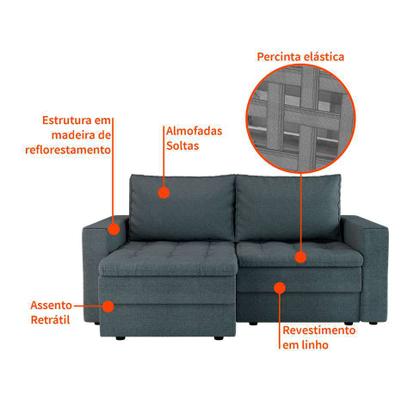 Sofá 3 Lugares Retrátil Berna Linho Cinza 180 cm - Mobly Imagem de Sofá 3 Lugares Retrátil Berna Linho Cinza 180 cm
