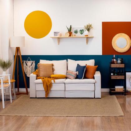 Imagem de Sofá 3 Lugares Retrátil Berna Linho Cru 180 cm