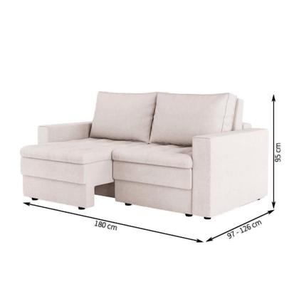 Imagem de Sofá 3 Lugares Retrátil Berna Linho Cru 180 cm