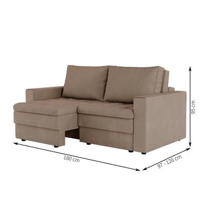 Sofá 3 Lugares Retrátil Berna Suede Bege 180 cm - Mobly Imagem de Sofá 3 Lugares Retrátil Berna Suede Bege 180 cm
