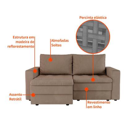 Sofá 3 Lugares Retrátil Berna Suede Bege 180 cm - Mobly Imagem de Sofá 3 Lugares Retrátil Berna Suede Bege 180 cm