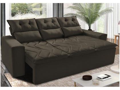 Imagem de Sofá 3 Lugares Retrátil e Reclinável 2,00m Cama inBox Smal com bordado pantográfico Suede Café
