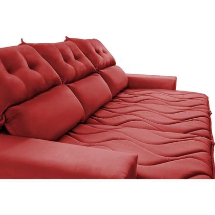 Imagem de Sofá 3 Lugares Retrátil e Reclinável 2,00m Cama inBox Smal com bordado pantográfico Suede Vermelho