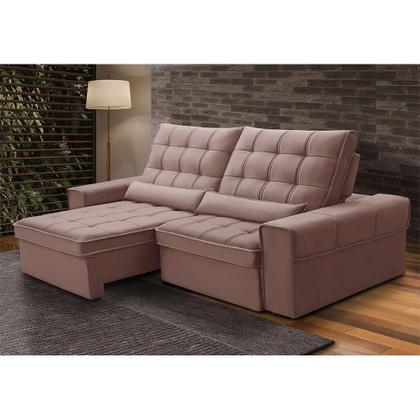 Imagem de Sofá 3 Lugares Retrátil e Reclinável Alasca Veludo Rosê