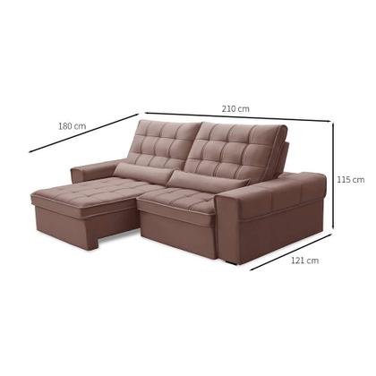 Imagem de Sofá 3 Lugares Retrátil e Reclinável Alasca Veludo Rosê