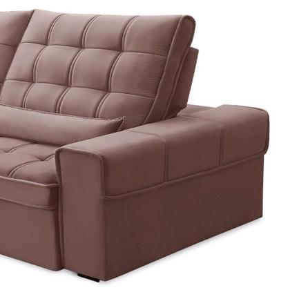 Imagem de Sofá 3 Lugares Retrátil e Reclinável Alasca Veludo Rosê