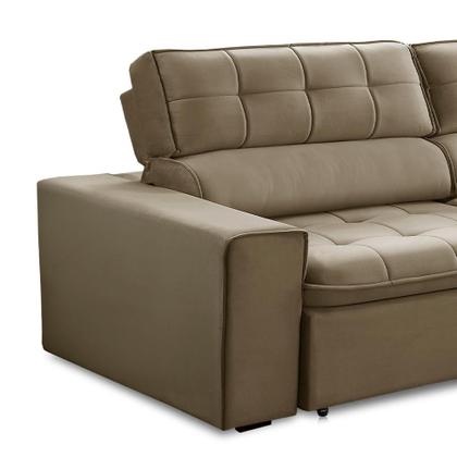 Imagem de Sofá 3 Lugares Retrátil e Reclinável Atenas Veludo Castor