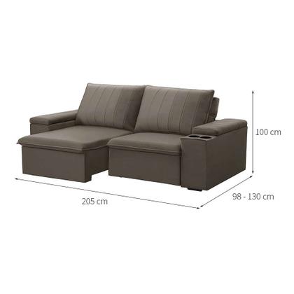 Imagem de Sofá 3 Lugares Retrátil e Reclinável Ballarat Veludo Castor