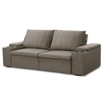 Imagem de Sofá 3 Lugares Retrátil e Reclinável Ballarat Veludo Castor