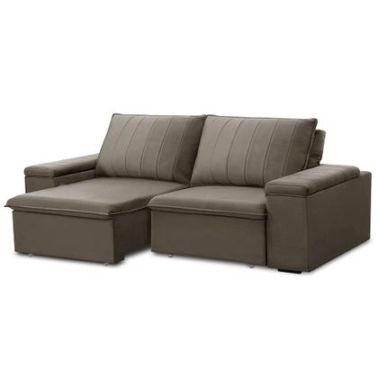 Imagem de Sofá 3 Lugares Retrátil e Reclinável Ballarat Veludo Castor