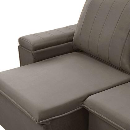 Imagem de Sofá 3 Lugares Retrátil e Reclinável Ballarat Veludo Castor