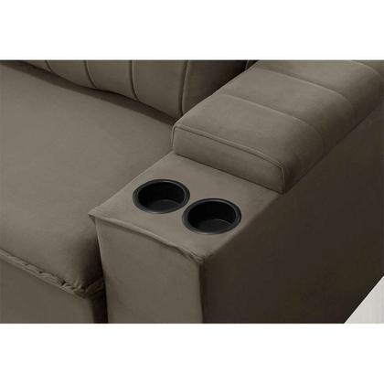 Imagem de Sofá 3 Lugares Retrátil e Reclinável Ballarat Veludo Castor