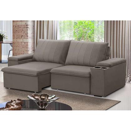 Imagem de Sofá 3 Lugares Retrátil e Reclinável Ballarat Veludo Castor