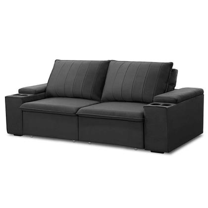 Imagem de Sofá 3 Lugares Retrátil e Reclinável Ballarat Veludo Grafite