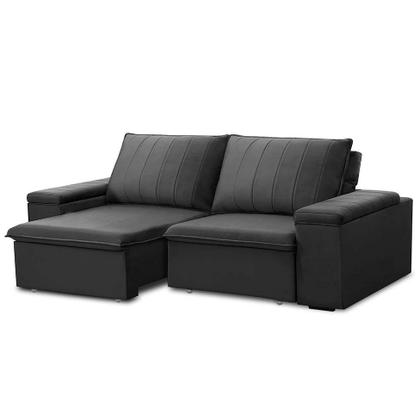 Imagem de Sofá 3 Lugares Retrátil e Reclinável Ballarat Veludo Grafite