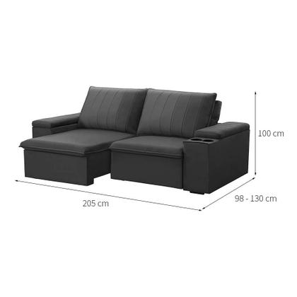 Imagem de Sofá 3 Lugares Retrátil e Reclinável Ballarat Veludo Grafite