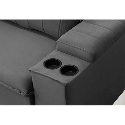 Imagem de Sofá 3 Lugares Retrátil e Reclinável Ballarat Veludo Grafite