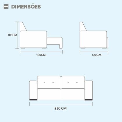 Imagem de Sofá 3 Lugares Retrátil e Reclinável Bruna 2,30m Veludo - Móveis Mix
