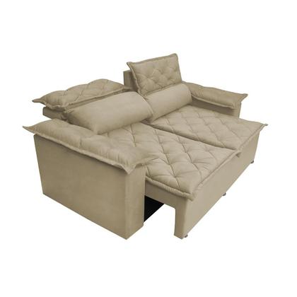 Sofá 3 Lugares Retrátil e Reclinável Cama inBox Compact 1,80m Velusoft Bege Imagem de Sofá 3 Lugares Retrátil e Reclinável Cama inBox Compact 1,80m Velusoft Bege