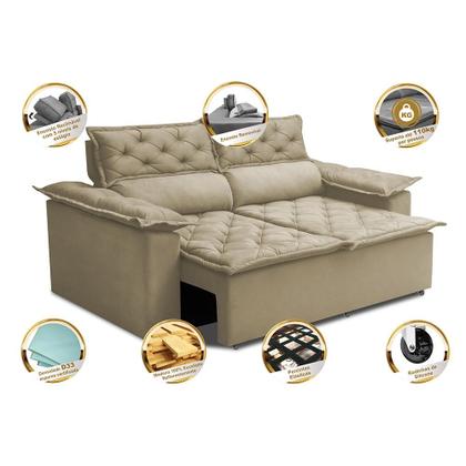 Sofá 3 Lugares Retrátil e Reclinável Cama inBox Compact 1,80m Velusoft Bege Imagem de Sofá 3 Lugares Retrátil e Reclinável Cama inBox Compact 1,80m Velusoft Bege