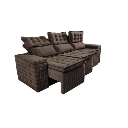 Imagem de Sofá 3 Lugares Retrátil e Reclinável Cama inBox Senses 2,00m Velusoft Café