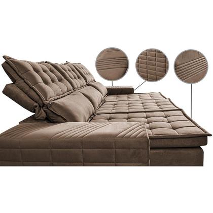 Imagem de Sofá 3 Lugares Retrátil e Reclinável Cama inBox Senses 2,00m Velusoft Castor