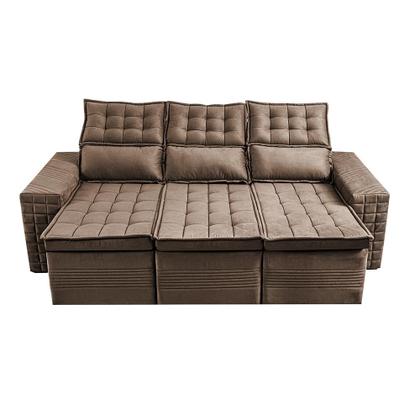 Imagem de Sofá 3 Lugares Retrátil e Reclinável Cama inBox Senses 2,00m Velusoft Castor