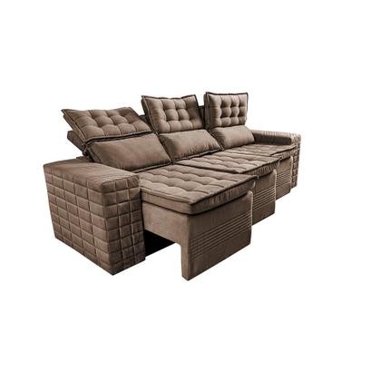 Imagem de Sofá 3 Lugares Retrátil e Reclinável Cama inBox Senses 2,00m Velusoft Castor