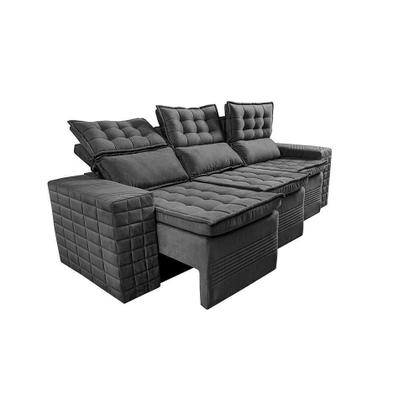 Imagem de Sofá 3 Lugares Retrátil e Reclinável Cama inBox Senses 2,00m Velusoft Cinza