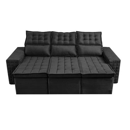 Imagem de Sofá 3 Lugares Retrátil e Reclinável Cama inBox Senses 2,00m Velusoft Preto