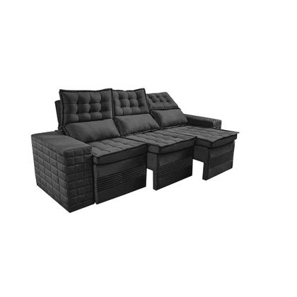 Imagem de Sofá 3 Lugares Retrátil e Reclinável Cama inBox Senses 2,00m Velusoft Preto