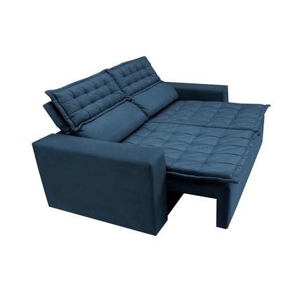 Imagem de Sofá 3 Lugares Retrátil e Reclinável Cama inBox Slim 1,80m Velusoft Azul