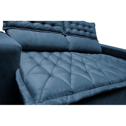 Imagem de Sofá 3 Lugares Retrátil e Reclinável Cama inBox Slim 1,80m Velusoft Azul