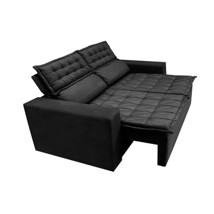 Imagem de Sofá 3 Lugares Retrátil e Reclinável Cama inBox Slim 1,80m Velusoft Preto
