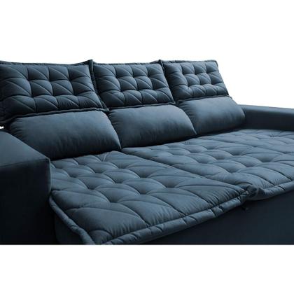 Imagem de Sofá 3 Lugares Retrátil e Reclinável Cama inBox Slim 2,00m Velusoft Azul