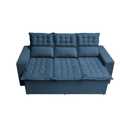Imagem de Sofá 3 Lugares Retrátil e Reclinável Cama inBox Slim 2,00m Velusoft Azul