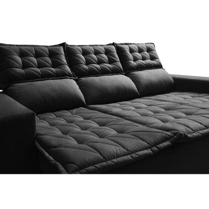 Imagem de Sofá 3 Lugares Retrátil e Reclinável Cama inBox Slim 2,00m Velusoft Preto