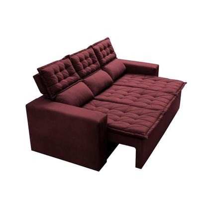 Imagem de Sofá 3 Lugares Retrátil e Reclinável Cama inBox Slim 2,00m Velusoft Vinho