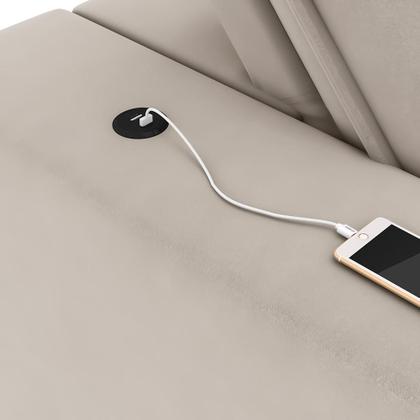 Imagem de Sofá 3 Lugares Retrátil e Reclinável com USB Flexforma Triton Veludo Marfim 230 cm