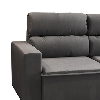 Imagem de Sofá 3 Lugares Retrátil e Reclinável Hanôver II Suede Grafite 210 cm