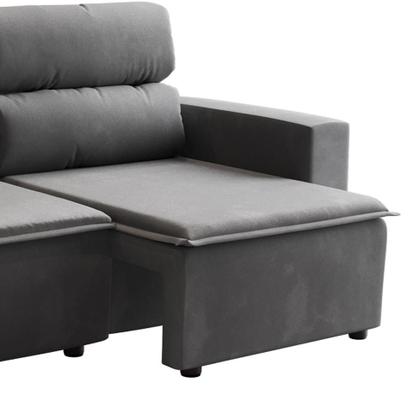 Imagem de Sofá 3 Lugares Retrátil e Reclinável Hanôver II Suede Grafite 210 cm