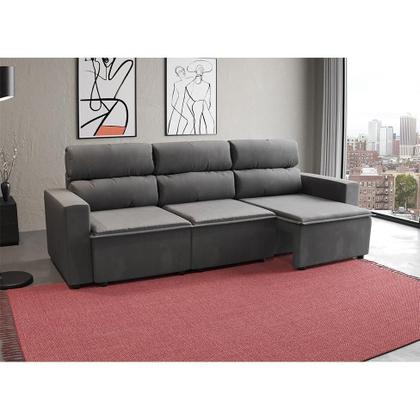 Imagem de Sofá 3 Lugares Retrátil e Reclinável Hanôver II Suede Grafite 210 cm