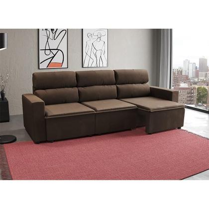 Imagem de Sofá 3 Lugares Retrátil e Reclinável Hanôver II Suede Marrom 210 cm