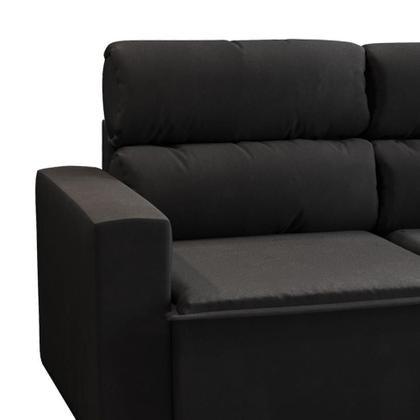 Imagem de Sofá 3 Lugares Retrátil e Reclinável Hanôver II Suede Preto 210 cm