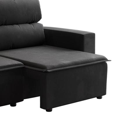 Imagem de Sofá 3 Lugares Retrátil e Reclinável Hanôver II Suede Preto 210 cm