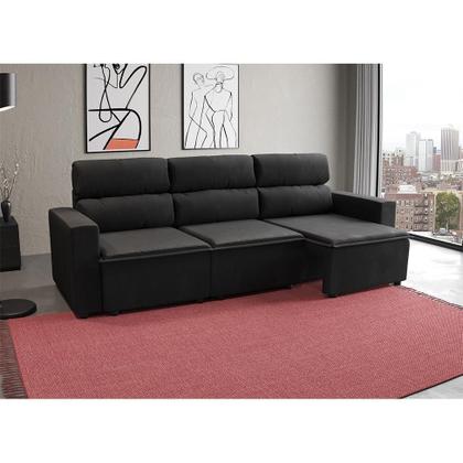 Imagem de Sofá 3 Lugares Retrátil e Reclinável Hanôver II Suede Preto 210 cm